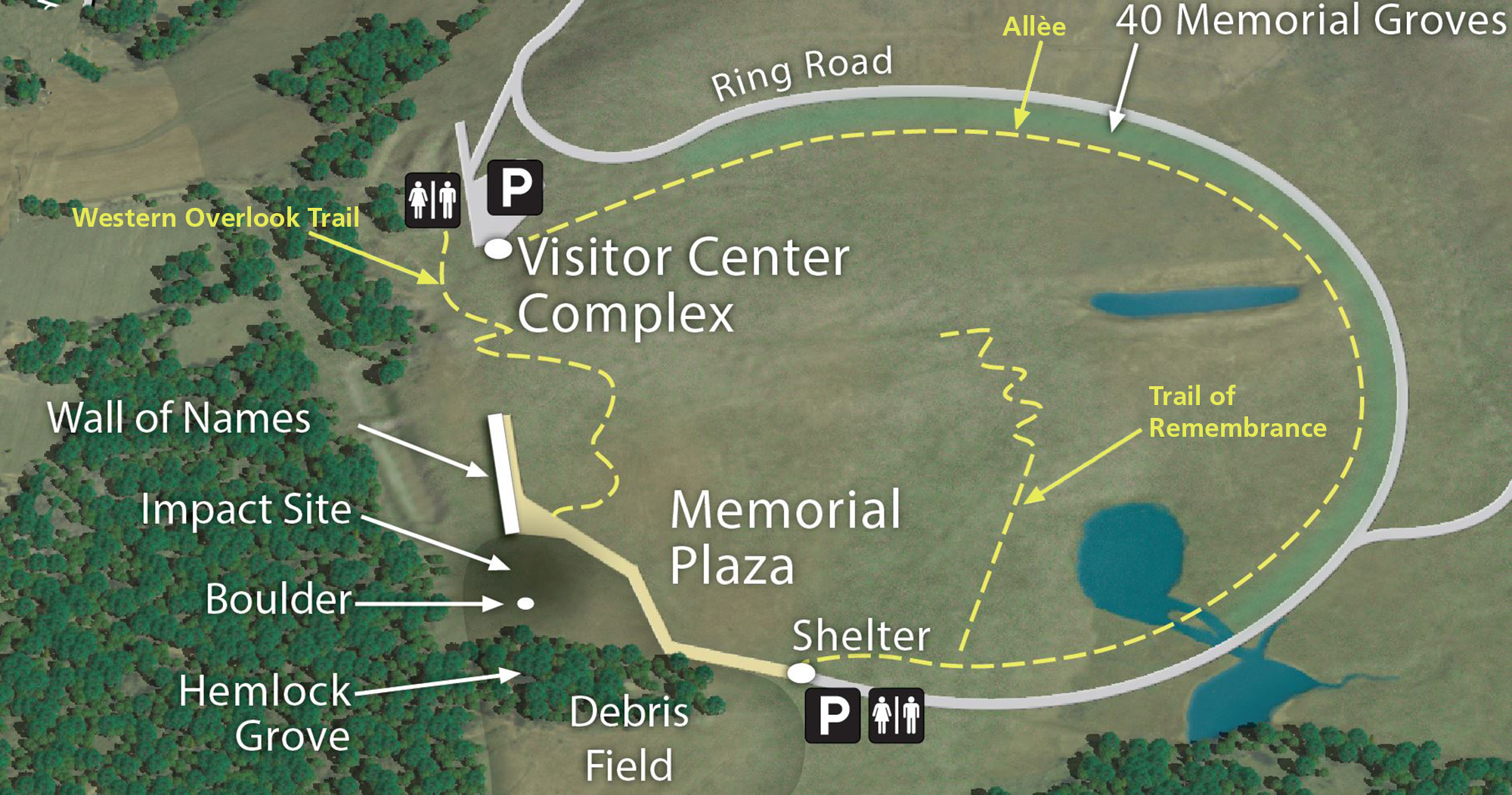 Map of trails at Flight 93 National Memorial.  NPS Image