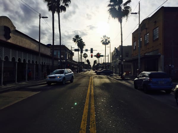 Image of street at sunset