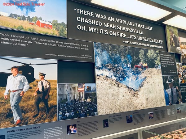 Sign showing photos and text from witnesses